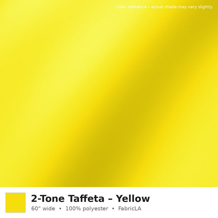 Yellow 2-tone taffeta fabric, 60 inch wide iridescent polyester – color reference