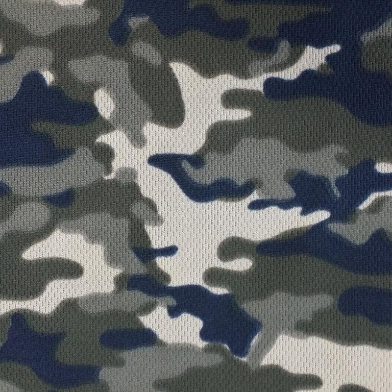 Camouflage Dimple Mesh fabric in Navy, sold by the yard
