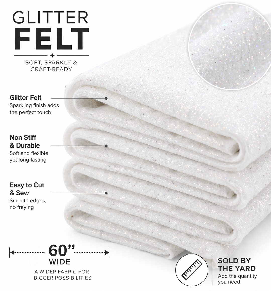 Tela de fieltro con purpurina cortada a medida | Encuentre el brillo perfecto para cualquier proyecto