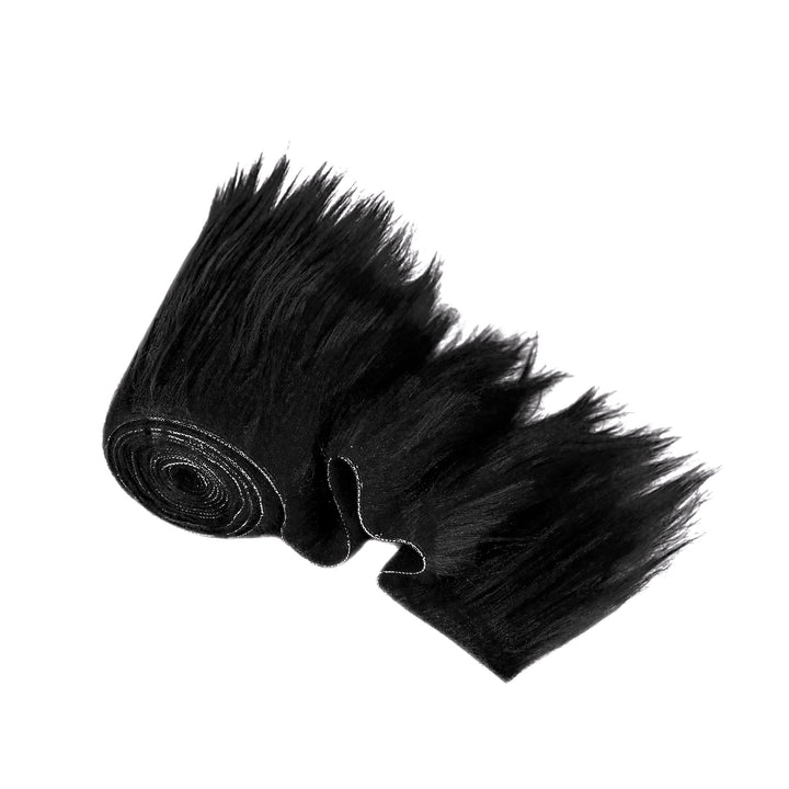 Faux Fur Fabric Trim roll in black color, 6 inches wide, soft and luxurious for DIY crafts and costumes.