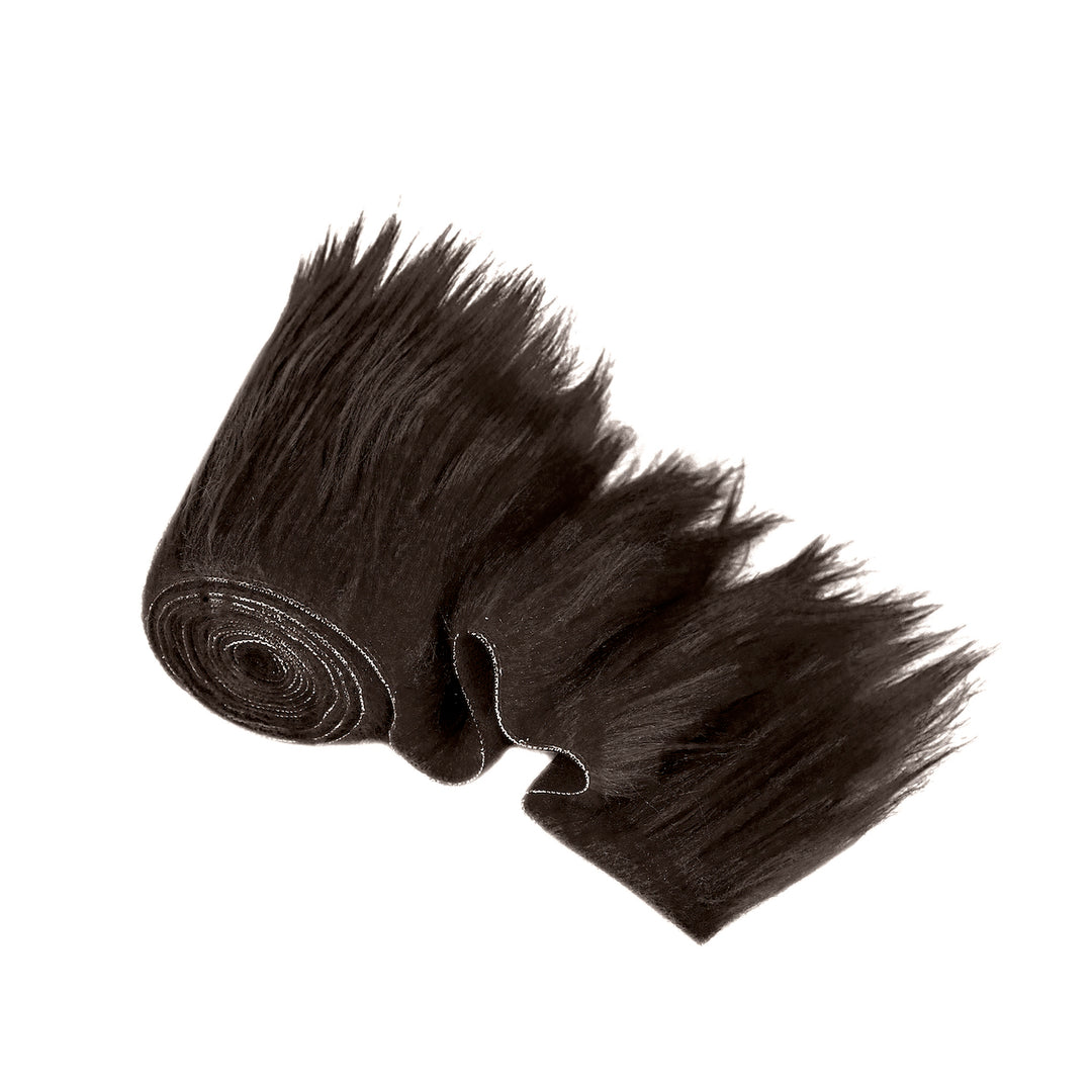 Faux fur fabric trim in a roll showcasing soft and fluffy texture, perfect for DIY crafts and costume designs.