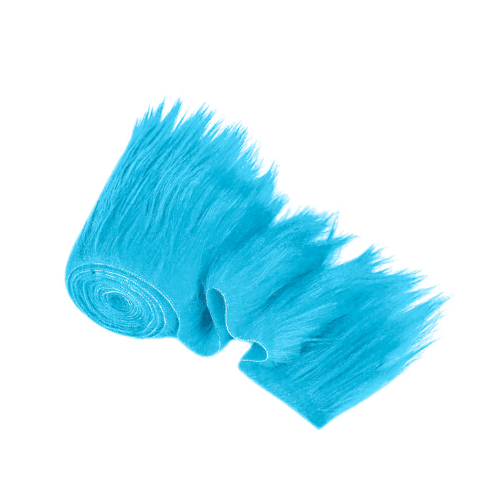 FabricLA Tela de piel sintética Mohair Shaggy - Tiras precortadas | Cinta decorativa | Manualidades de bricolaje, pasatiempos, disfraces, decoración - Azul bebé