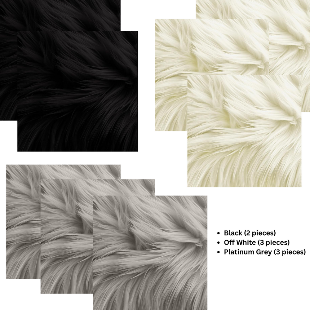 Square Faux Fur Fabric - 8 Pieces - 10" X 10" Inches Shaggy Fur Patches Fabric 