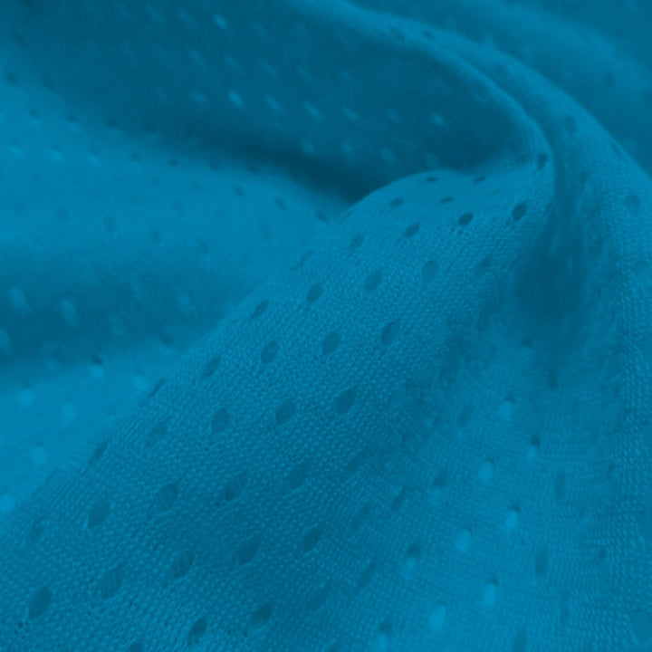 Football Mesh fabric in Turquoise, 100% polyester, sold by the yard
