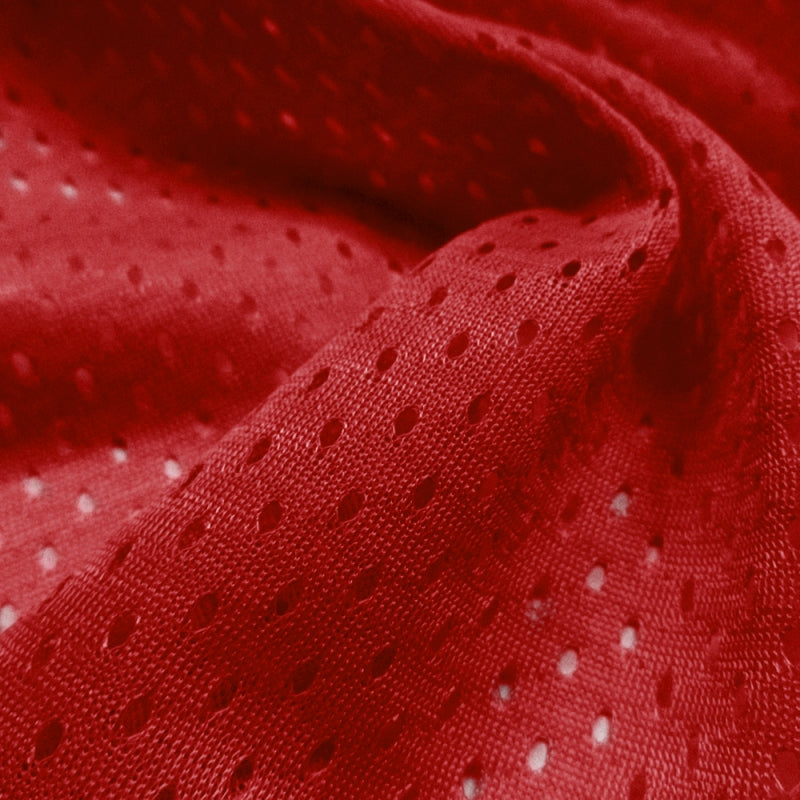 Football Mesh fabric in Red, 100% polyester, sold by the yard