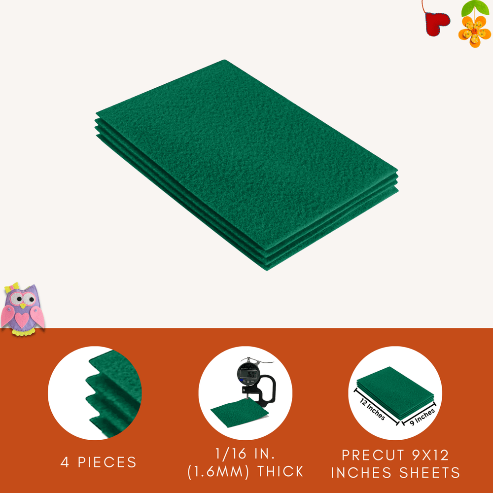 Acrylic Felt 9"X12" Sheet Packs | Kelly Green - FabricLA.com