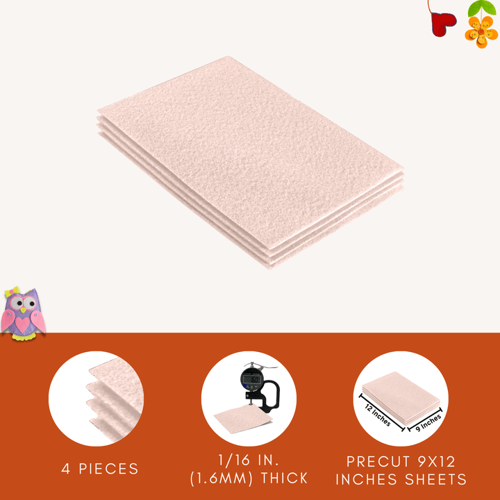 Acrylic Felt 9"X12" Sheet Packs | Ivory - FabricLA.com