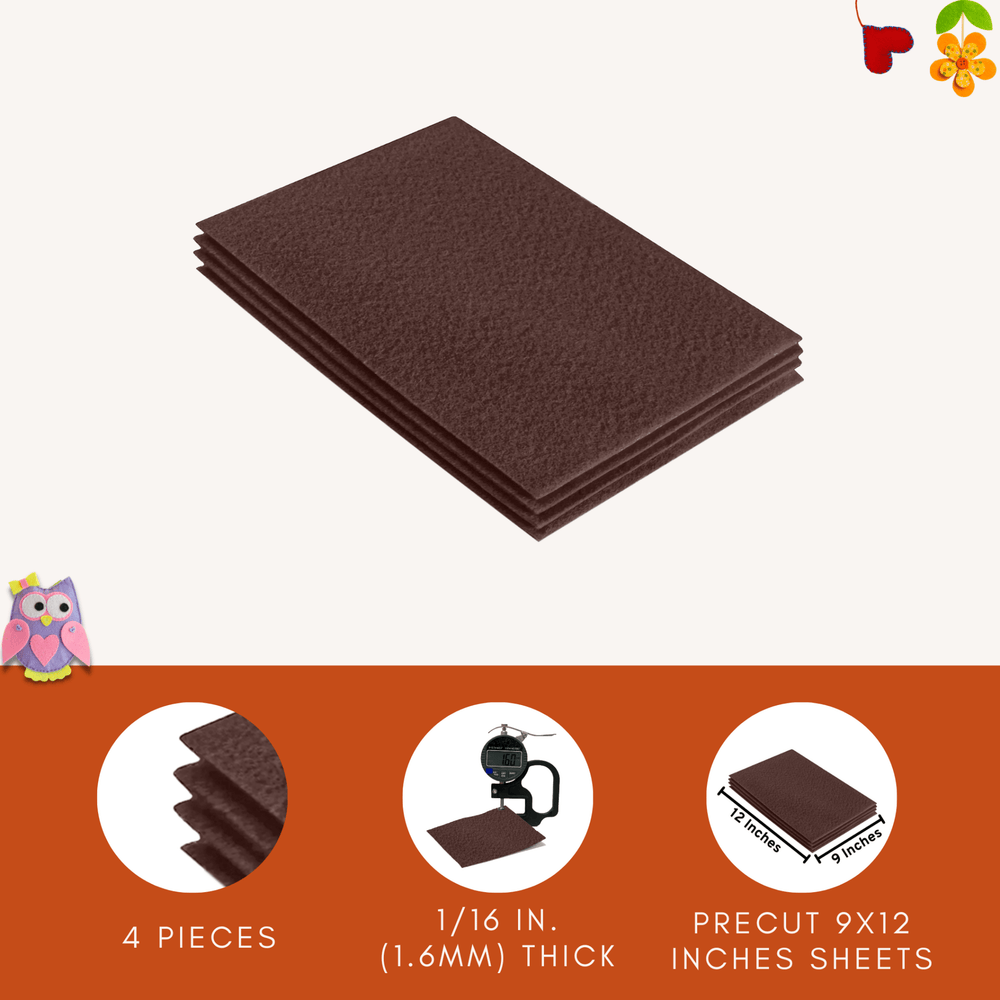 Acrylic Felt 9"X12" Sheet Packs | Light Brown - FabricLA.com