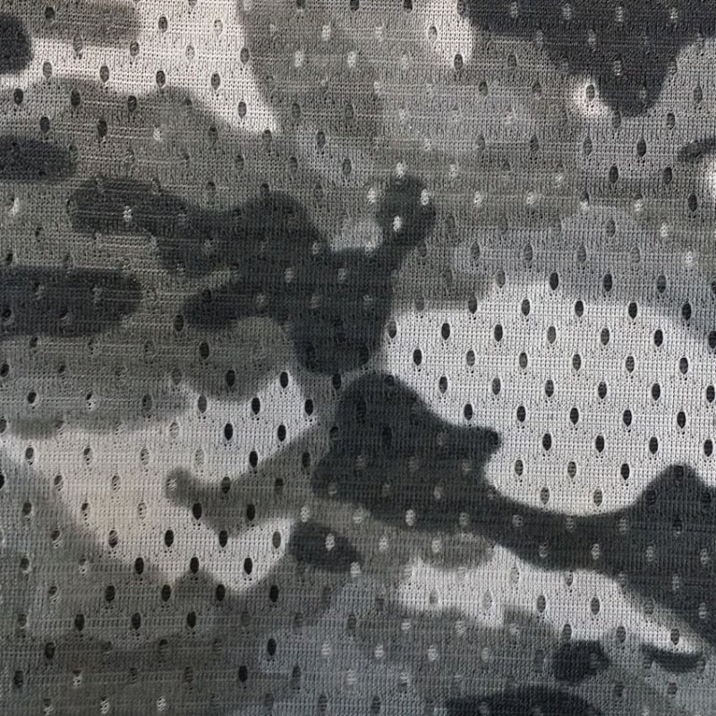 Camouflage Football Mesh fabric in Charcoal, sold by the yard