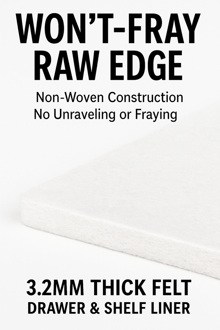 FabricLA 3.2mm Felt Drawer & Shelf Liner – Rounded Corners • Cut-to-Fit • Won’t Fray • Free Shipping