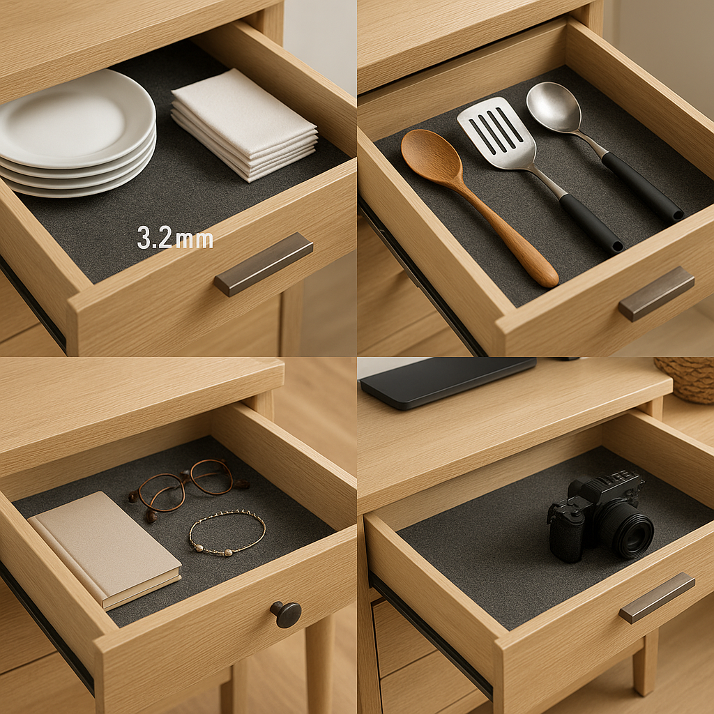 FabricLA 3.2mm Felt Drawer & Shelf Liner – Rounded Corners • Cut-to-Fit • Won’t Fray • Free Shipping