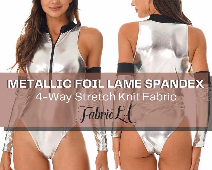 FabricLA Nylon Spandex Swimwear Tricot Fabric | Silver Iridescent