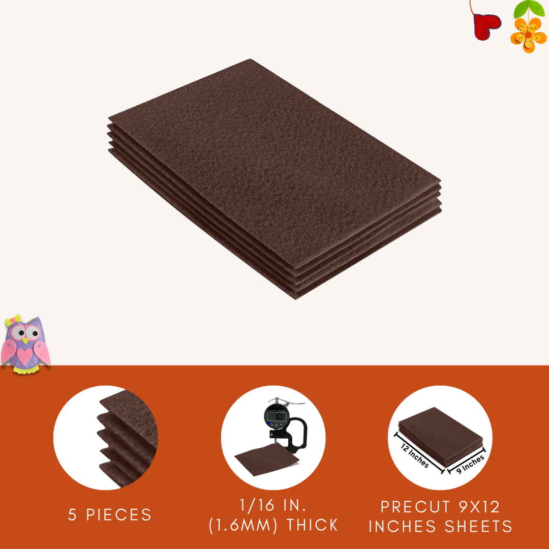 Acrylic Felt 9"X12" Sheet Packs | Light Brown - FabricLA.com