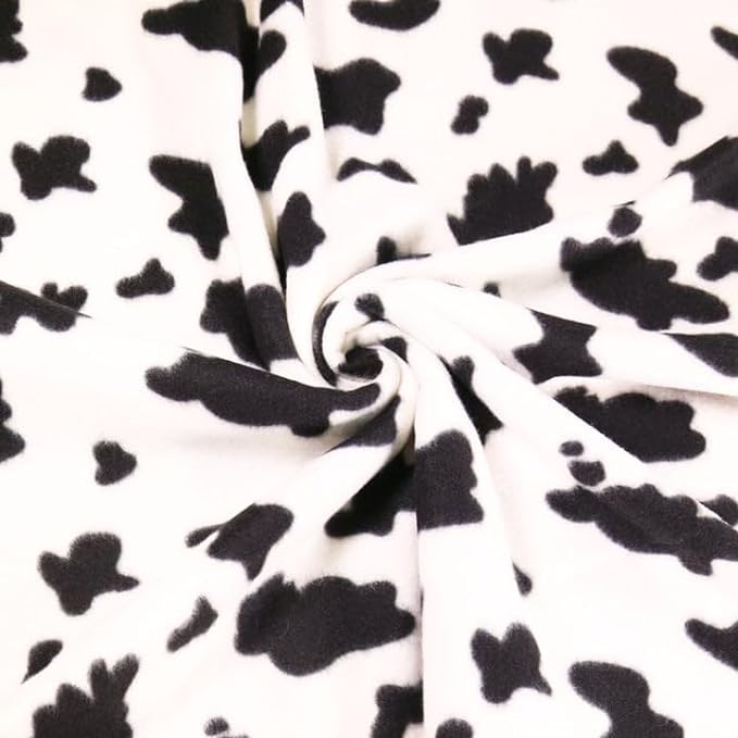Fleece Fabric By The Yard | Cow Print Black and White - FabricLA.com
