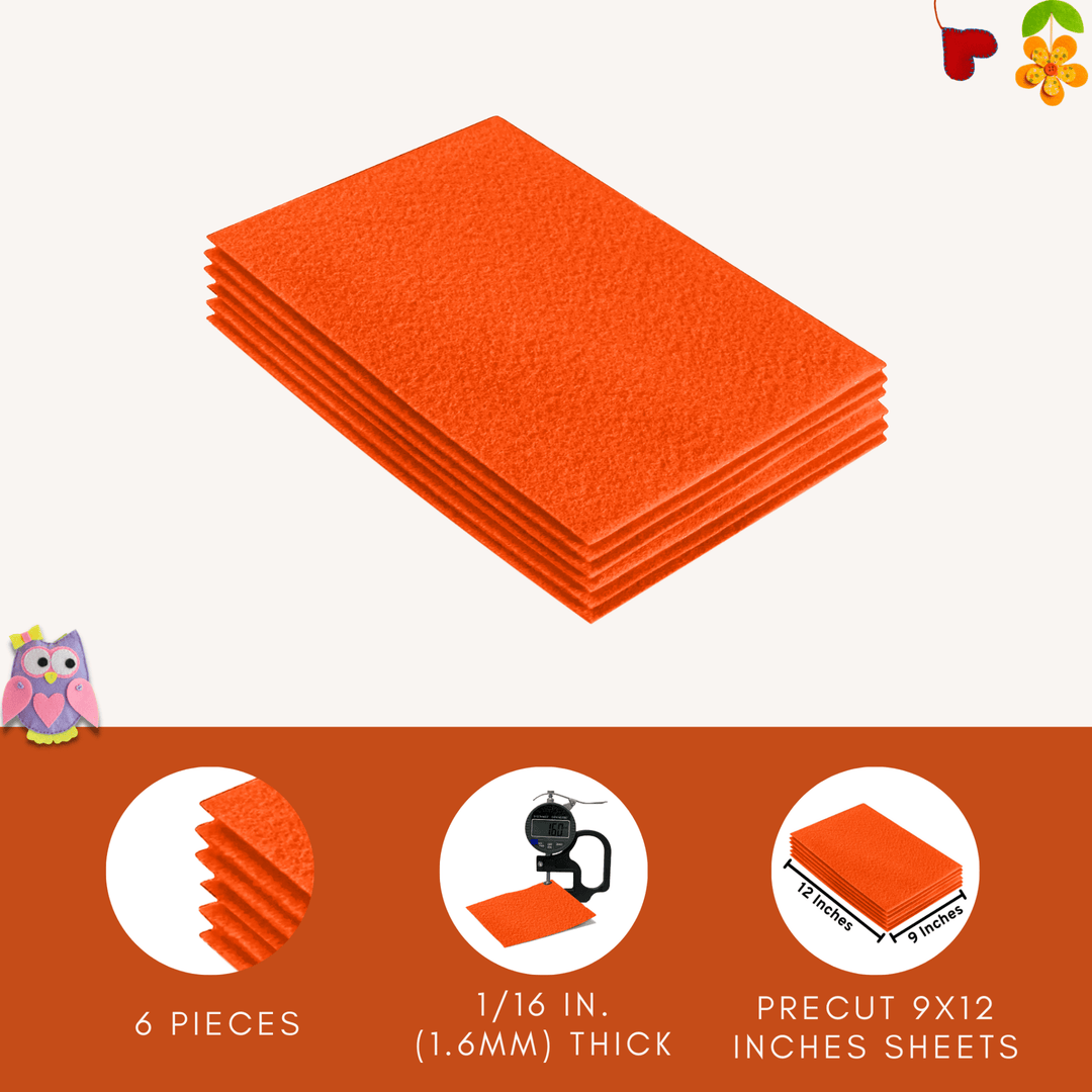 Acrylic Felt 9"X12" Sheet Packs | Light Orange - FabricLA.com