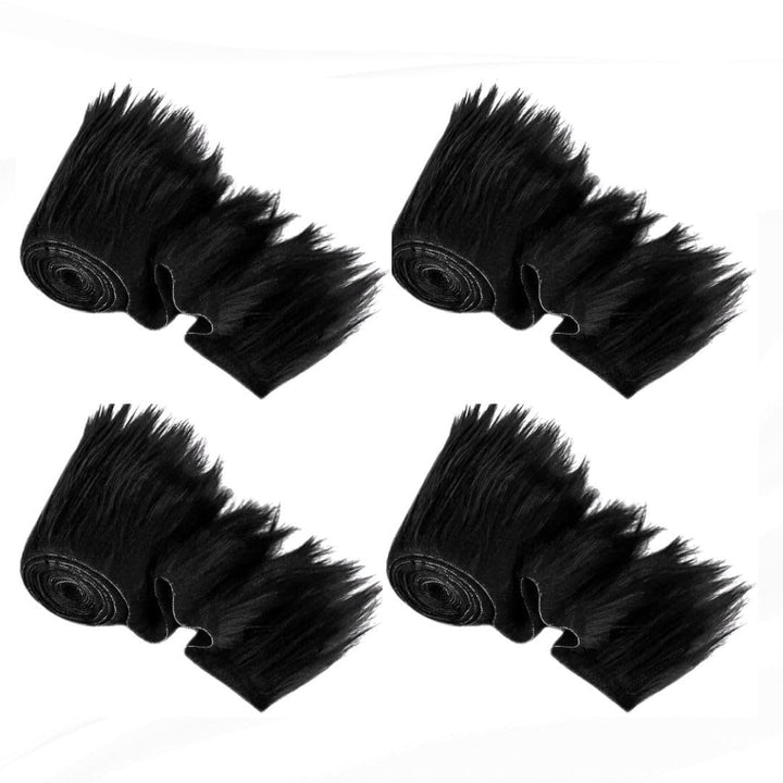 Faux Fur Fabric - Pre Cut Strips | Trim Ribbon | DIY Craft, Hobby, Costume, Decoration - Black