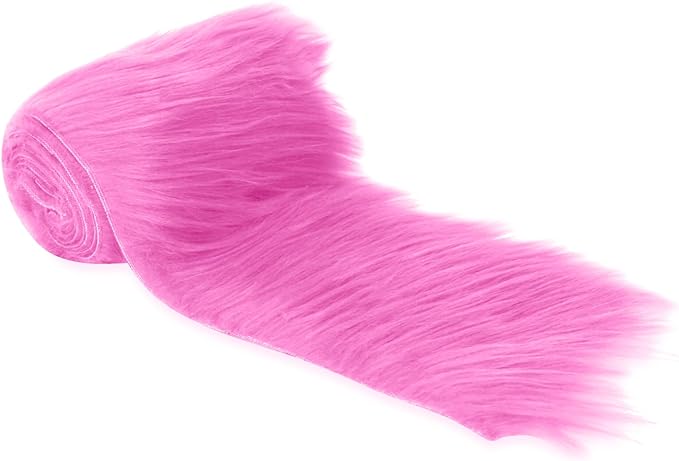FabricLA Mohair Shaggy Faux Fur Fabric - Pre Cut Strips | Trim Ribbon | DIY Craft, Hobby, Costume, Decoration | Bubble Gum - FabricLA.com