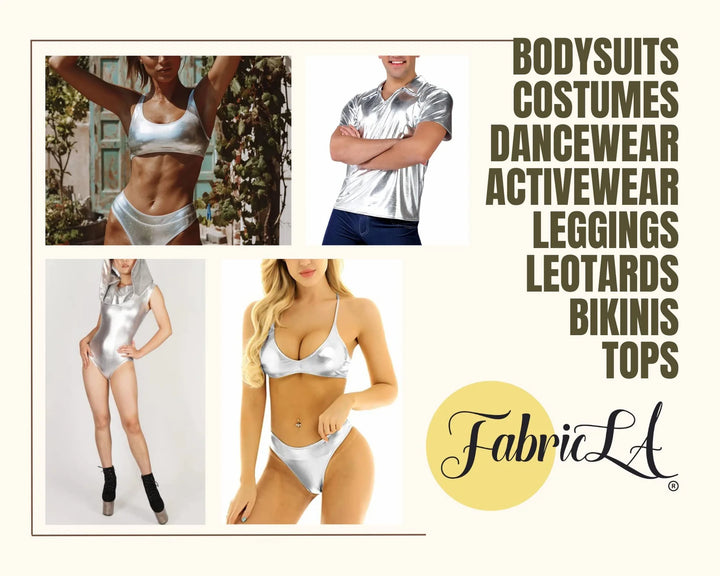 FabricLA Nylon Spandex Swimwear Tricot Fabric | Silver Iridescent