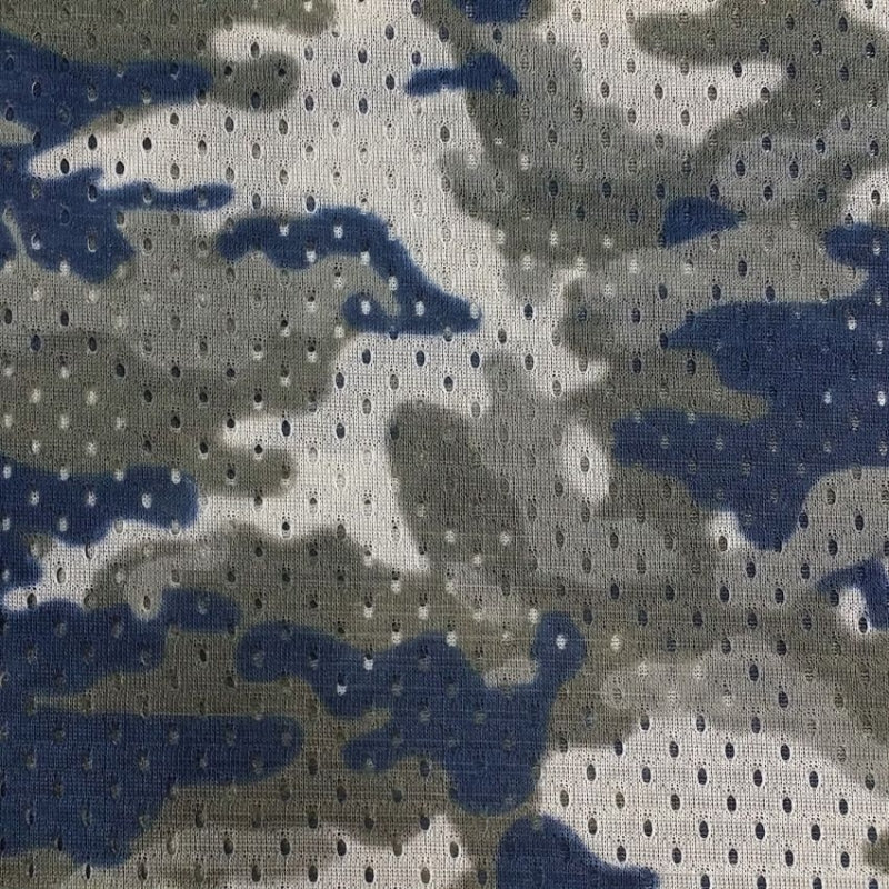 Camouflage Football Mesh fabric in Navy, sold by the yard