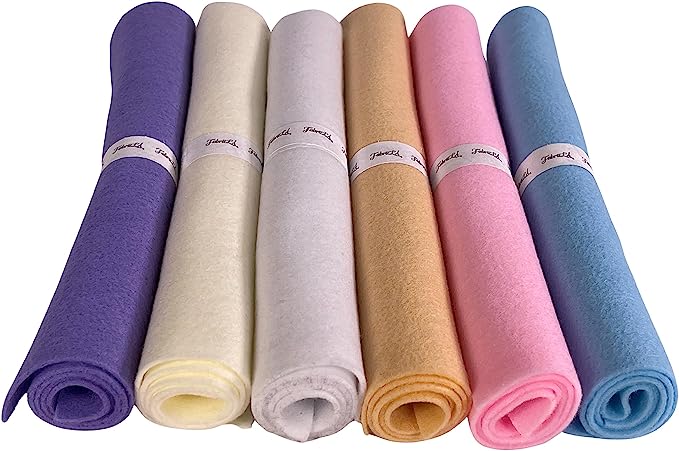 FabricLA Craft Felt Rolls 6 Pieces - 12" X 18" Inches Assorted Color Non-Woven Soft Felt Material - Acrylic Felt Roll for DIY Craftwork, Sewing and Patchwork - Pastel Lovers - FabricLA.com