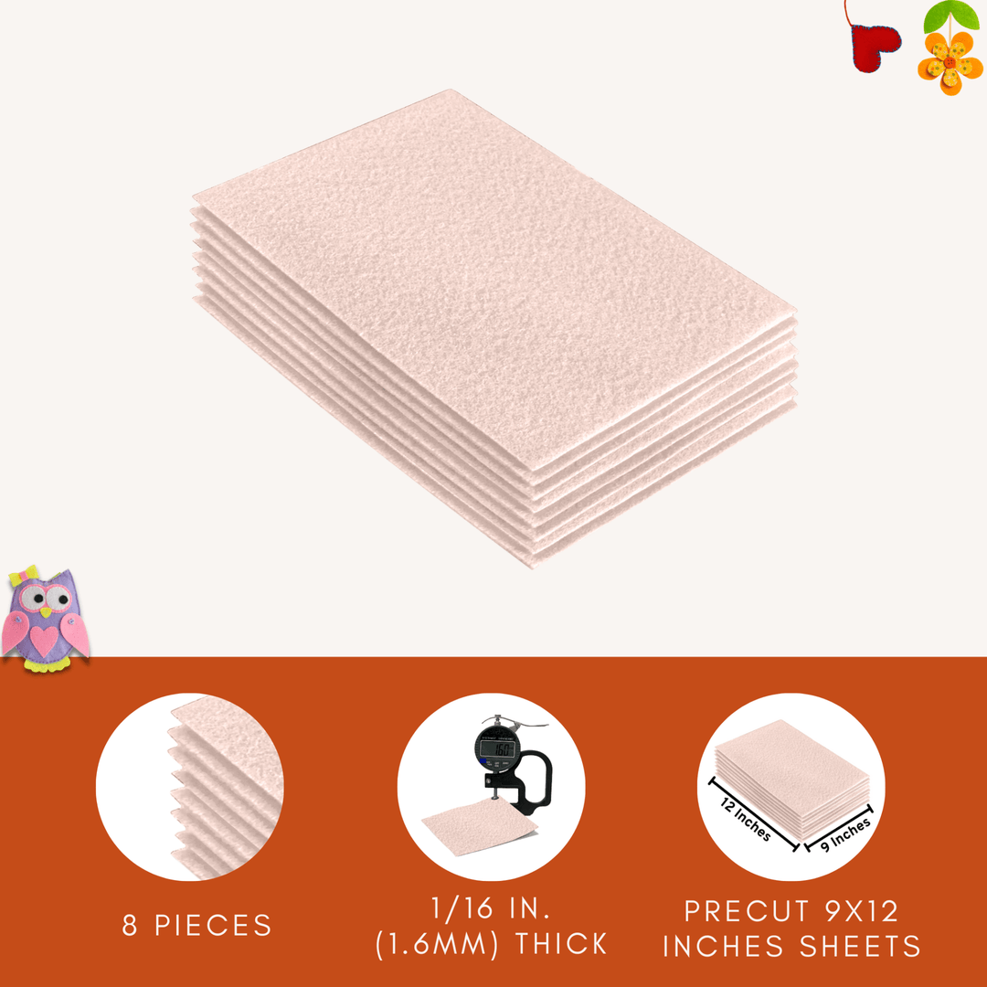 Acrylic Felt 9"X12" Sheet Packs | Ivory - FabricLA.com