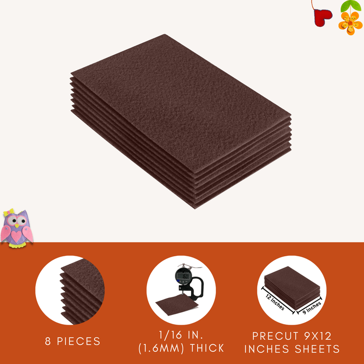 Acrylic Felt 9"X12" Sheet Packs | Light Brown - FabricLA.com