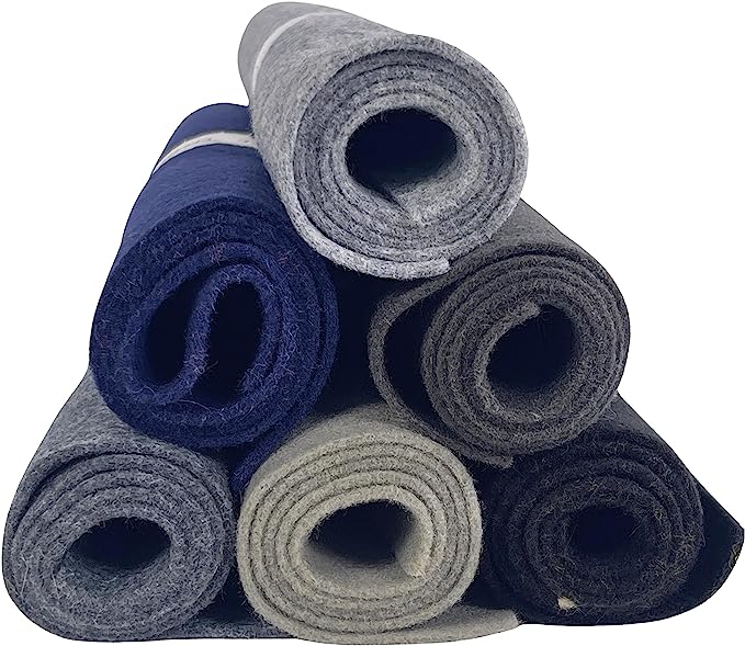 FabricLA Craft Felt Rolls 6 Pieces - 12" X 18" Inches Assorted Color Non-Woven Soft Felt Material - Acrylic Felt Roll for DIY Craftwork, Sewing and Patchwork - Colorful Grays - FabricLA.com
