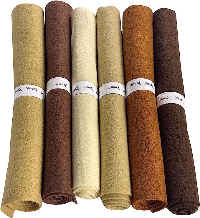 FabricLA Craft Felt Rolls 6 Pieces - 12" X 18" Inches Assorted Color Non-Woven Soft Felt Material - Acrylic Felt Roll for DIY Craftwork, Sewing and Patchwork - Brown Palette - FabricLA.com