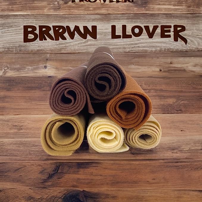 FabricLA Craft Felt Rolls 6 Pieces - 12" X 18" Inches Assorted Color Non-Woven Soft Felt Material - Acrylic Felt Roll for DIY Craftwork, Sewing and Patchwork - Brown Palette - FabricLA.com
