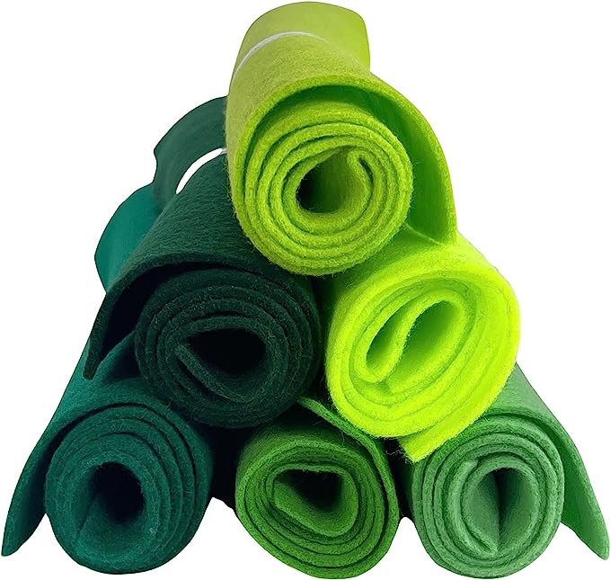 FabricLA Craft Felt Rolls 6 Pieces - 12" X 18" Inches Assorted Colors Non-Woven Soft Felt Material - Acrylic Felt Roll for DIY Craftwork, Sewing and Patchwork - Shade of Greens - FabricLA.com
