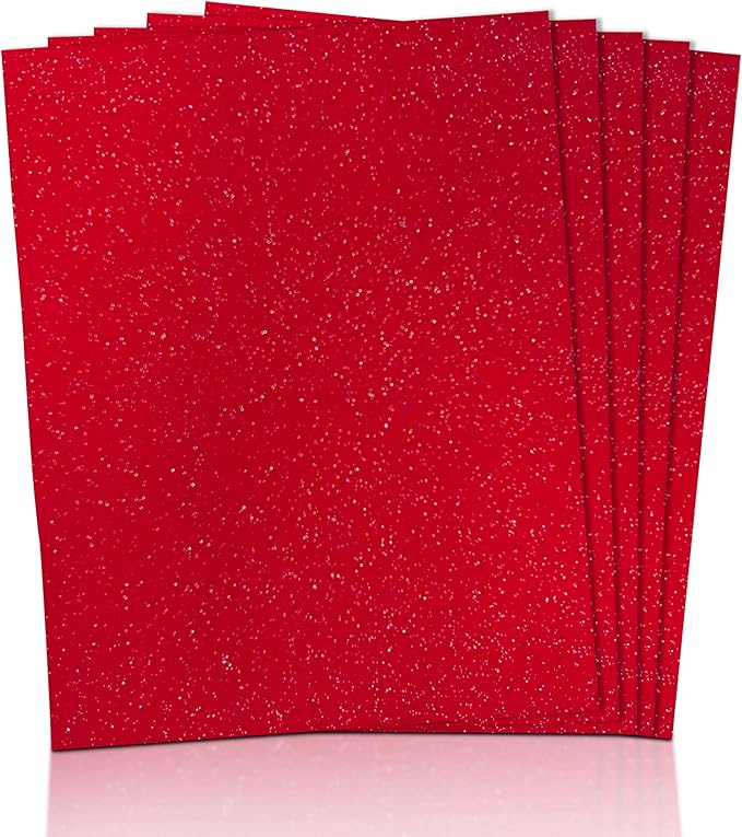 FabricLA Glitter Felt Sheets – 9x12" - 5 Pieces | 1.6mm Thick, Easy-to-Cut Craft Felt for DIY, Costumes & Decor