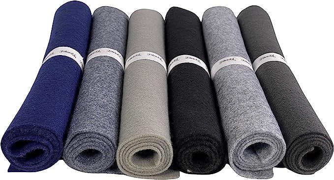 FabricLA Craft Felt Rolls 6 Pieces - 12" X 18" Inches Assorted Color Non-Woven Soft Felt Material - Acrylic Felt Roll for DIY Craftwork, Sewing and Patchwork - Colorful Grays - FabricLA.com