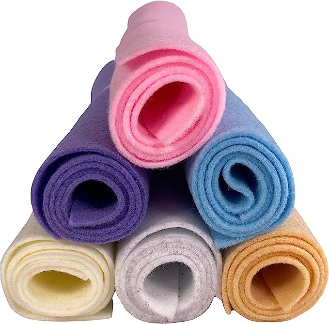 FabricLA Craft Felt Rolls 6 Pieces - 12" X 18" Inches Assorted Color Non-Woven Soft Felt Material - Acrylic Felt Roll for DIY Craftwork, Sewing and Patchwork - Pastel Lovers - FabricLA.com