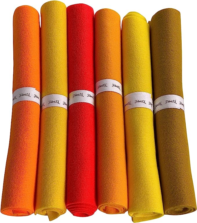 FabricLA Craft Felt Rolls 6 Pieces - 12" X 18" Inches Assorted Color Non-Woven Soft Felt Material - Acrylic Felt Roll for DIY Craftwork, Sewing and Patchwork - Imperial Yellows - FabricLA.com