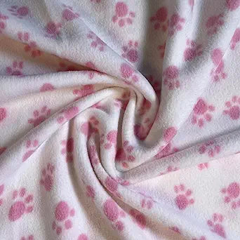 Fleece Fabric By The Yard | Baby Pink Small Paws - FabricLA.com