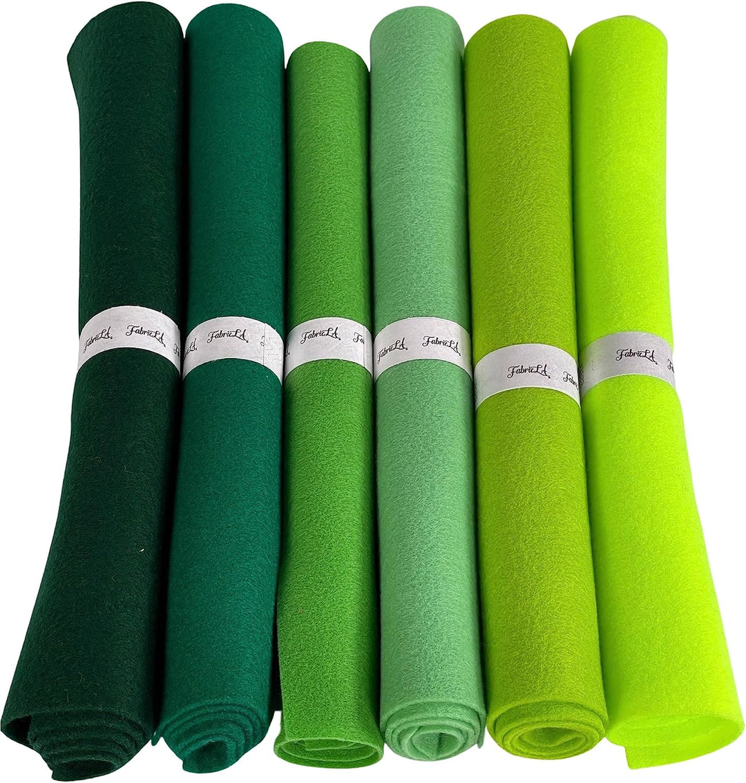 Shade of Greens 12x18 acrylic craft felt rolls, 6-pack in assorted green shades