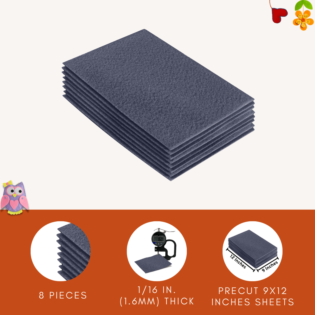 Acrylic Felt 9"X12" Sheet Packs | Heather Gray - FabricLA.com