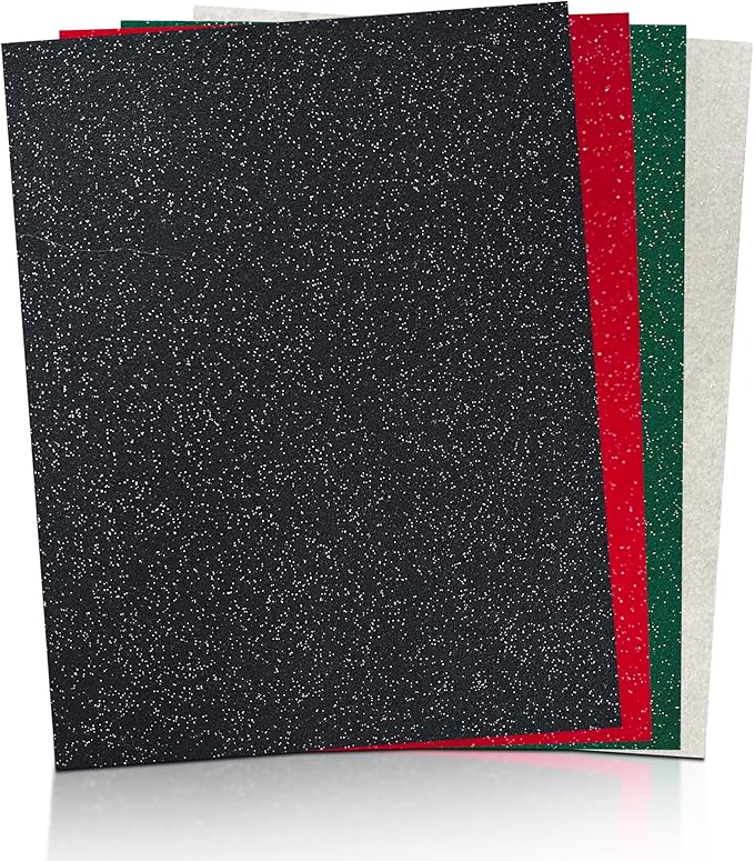 FabricLA Glitter Felt Sheets – 9x12" - 5 Pieces | 1.6mm Thick, Easy-to-Cut Craft Felt for DIY, Costumes & Decor