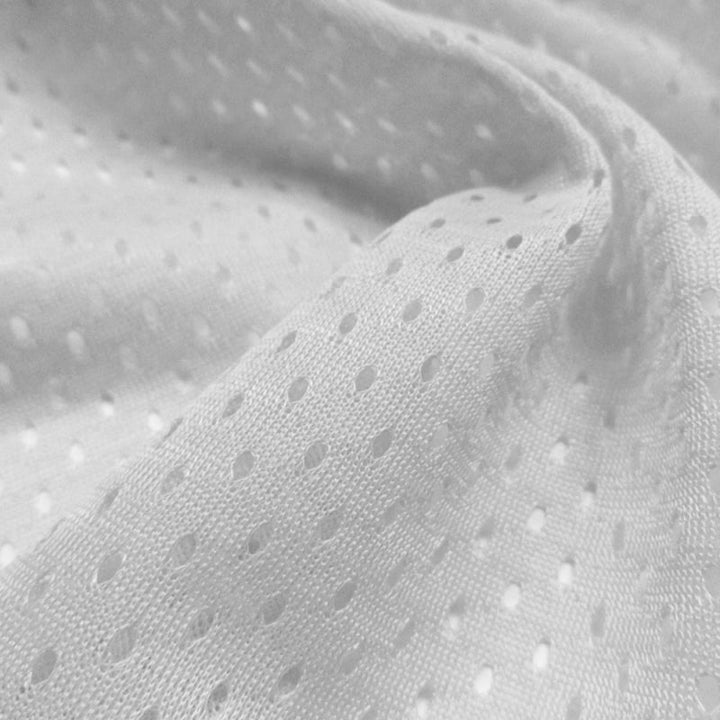 Football Mesh fabric in White, 100% polyester, sold by the yard
