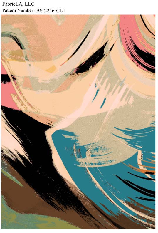 Printed fabric – teal abstract brushstrokes – pattern BS-2246-CL1 | FabricLA