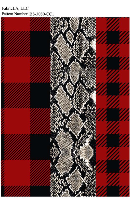 Christmas fabric print – red buffalo plaid with snakeskin stripe – pattern BS-3080-CC1 | FabricLA