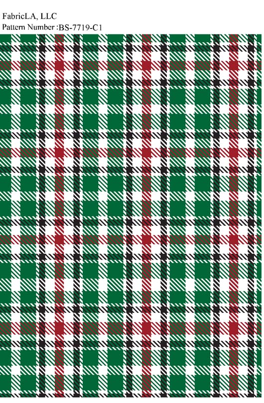 Christmas fabric print – green and white plaid – pattern BS-7719-C1 | FabricLA