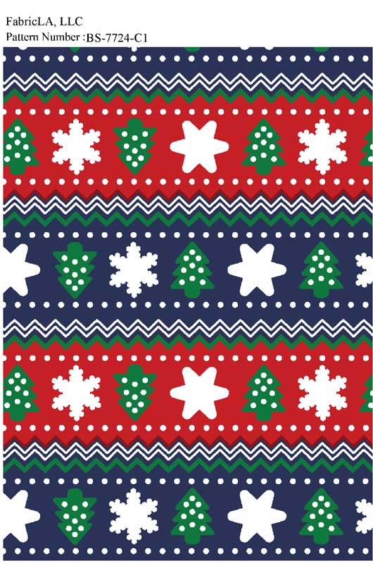Christmas fabric print – red and green Fair Isle sweater stripes – pattern BS-7724-C1 | FabricLA