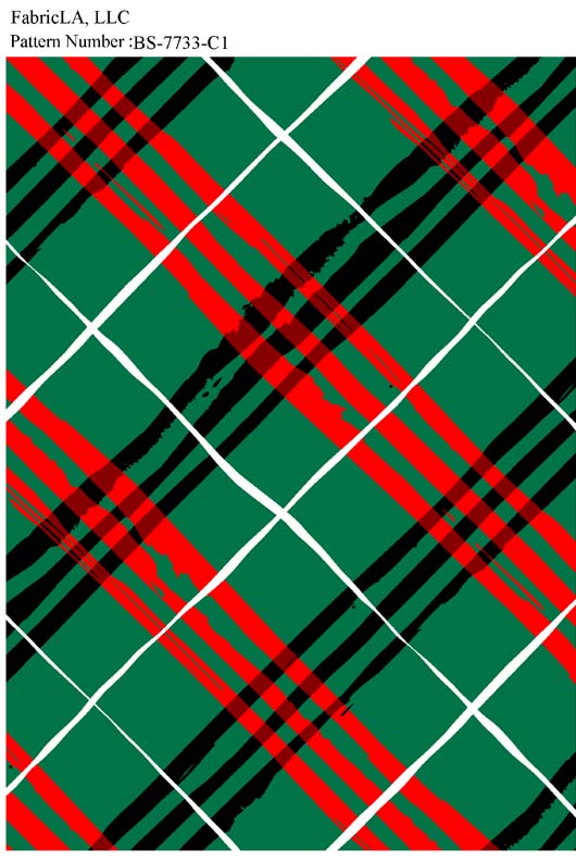 Christmas fabric print – green and red diagonal tartan – pattern BS-7733-C1 | FabricLA