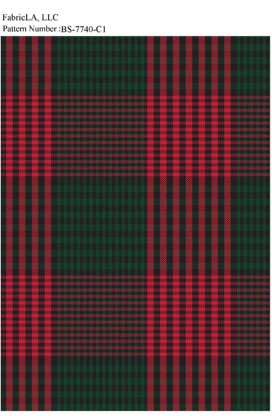 Christmas fabric print – dark red and green plaid – pattern BS-7740-C1 | FabricLA