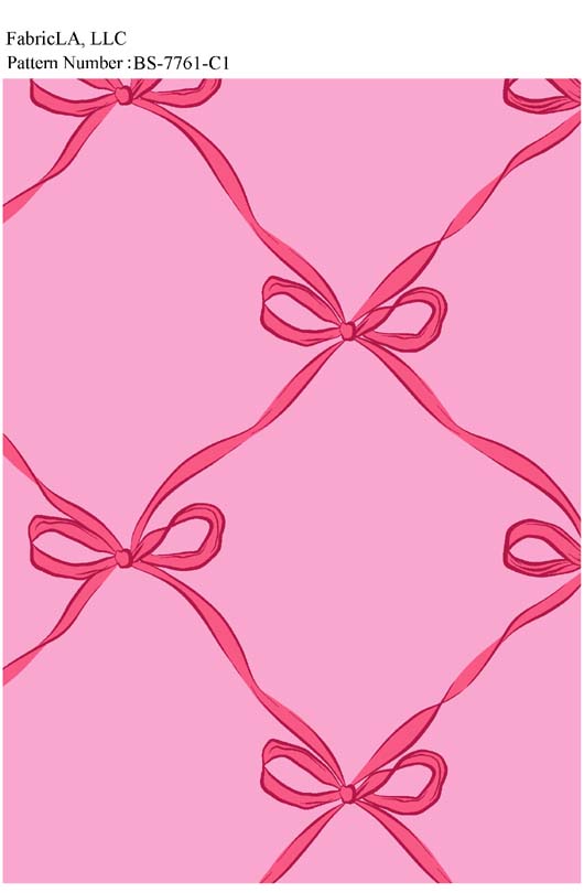 Christmas fabric print – pink ribbon bow lattice – pattern BS-7761-C1 | FabricLA