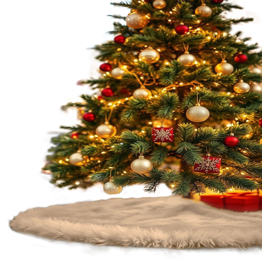 Premium Faux Fur Christmas Tree Skirt - 60 Inch | Luxurious Holiday Decorations