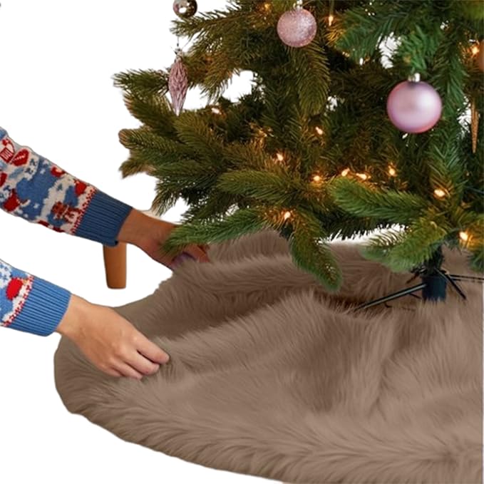 Falda de árbol de Navidad de piel sintética de primera calidad - 60 pulgadas | Decoraciones navideñas de lujo