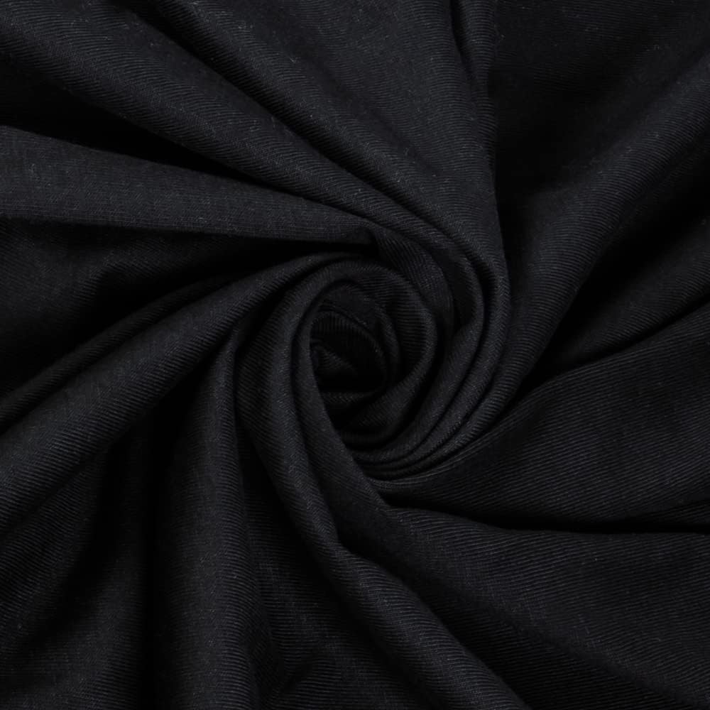 Close-up of Black organic jersey knit fabric with a swirl pattern