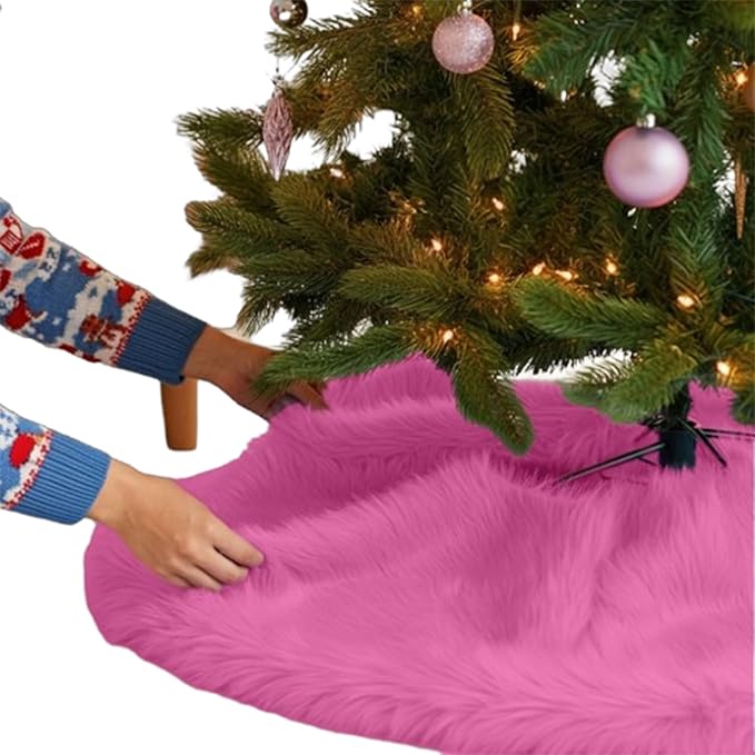 Falda de árbol de Navidad de piel sintética de primera calidad - 30 pulgadas | Decoraciones navideñas de lujo